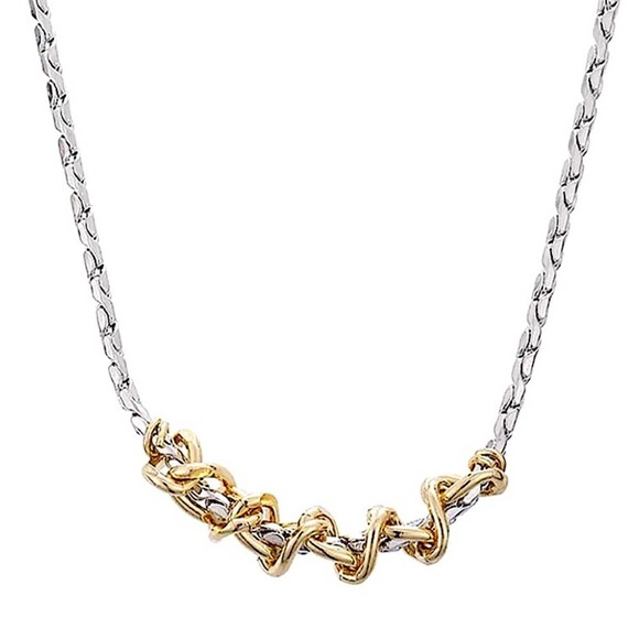 Twisted Two Tone Sterling Silver Necklace - Picture 2 of 5